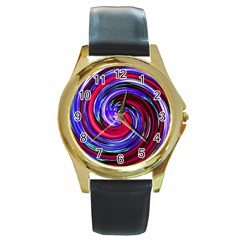 Swirl Vortex Motion Round Gold Metal Watch by HermanTelo