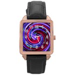 Swirl Vortex Motion Rose Gold Leather Watch  Front