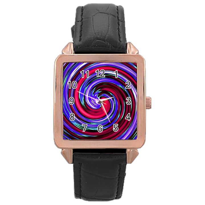 Swirl Vortex Motion Rose Gold Leather Watch 