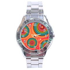 Texture Mosaic Pink Stainless Steel Analogue Watch