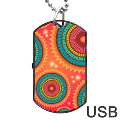 Texture Mosaic Pink Dog Tag Usb Flash (two Sides)