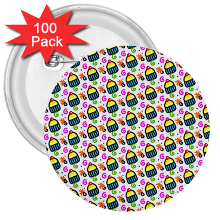 Sweet Dessert Food Cake Pattern 3  Buttons (100 pack) 