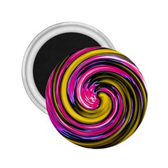 Swirl Vortex Motion Pink Yellow 2 25  Magnets by HermanTelo