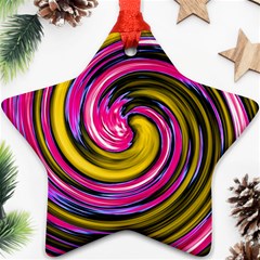 Swirl Vortex Motion Pink Yellow Ornament (star) by HermanTelo