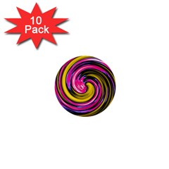 Swirl Vortex Motion Pink Yellow 1  Mini Buttons (10 Pack)  by HermanTelo