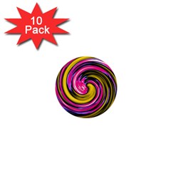 Swirl Vortex Motion Pink Yellow 1  Mini Magnet (10 Pack)  by HermanTelo