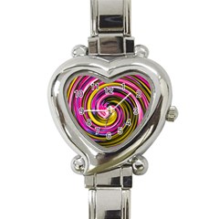 Swirl Vortex Motion Pink Yellow Heart Italian Charm Watch