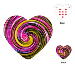 Swirl Vortex Motion Pink Yellow Playing Cards (heart)