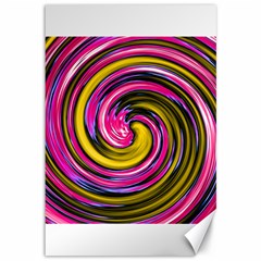 Swirl Vortex Motion Pink Yellow Canvas 12  X 18  by HermanTelo