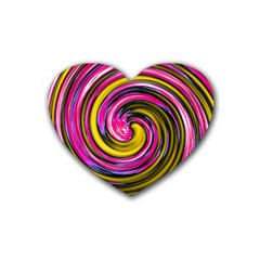 Swirl Vortex Motion Pink Yellow Heart Coaster (4 Pack) 