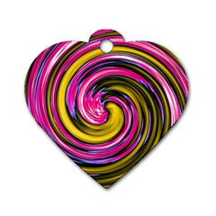 Swirl Vortex Motion Pink Yellow Dog Tag Heart (two Sides)