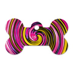 Swirl Vortex Motion Pink Yellow Dog Tag Bone (one Side) by HermanTelo