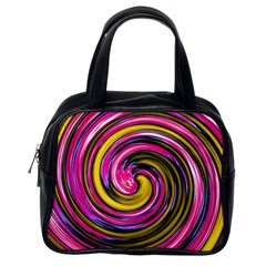 Swirl Vortex Motion Pink Yellow Classic Handbag (one Side) by HermanTelo