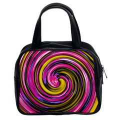 Swirl Vortex Motion Pink Yellow Classic Handbag (two Sides) by HermanTelo