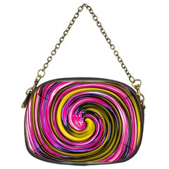 Swirl Vortex Motion Pink Yellow Chain Purse (one Side) by HermanTelo