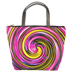 Swirl Vortex Motion Pink Yellow Bucket Bag by HermanTelo