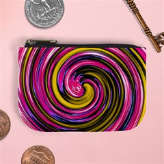 Swirl Vortex Motion Pink Yellow Mini Coin Purse by HermanTelo