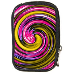 Swirl Vortex Motion Pink Yellow Compact Camera Leather Case by HermanTelo