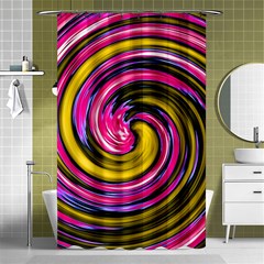 Swirl Vortex Motion Pink Yellow Shower Curtain 48  X 72  (small)  by HermanTelo