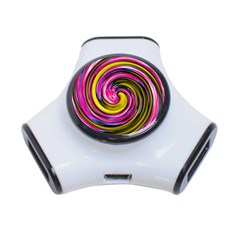 Swirl Vortex Motion Pink Yellow 3-port Usb Hub