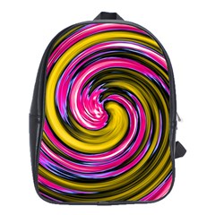 Swirl Vortex Motion Pink Yellow School Bag (xl)