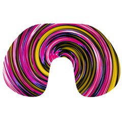 Swirl Vortex Motion Pink Yellow Travel Neck Pillow by HermanTelo