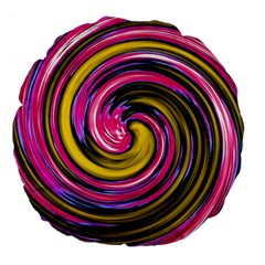 Swirl Vortex Motion Pink Yellow Large 18  Premium Flano Round Cushions