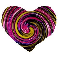 Swirl Vortex Motion Pink Yellow Large 19  Premium Flano Heart Shape Cushions