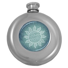 Sun Abstract Summer Round Hip Flask (5 Oz) by HermanTelo