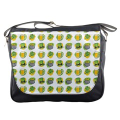 St Patricks Day Background Symbols Messenger Bag by HermanTelo