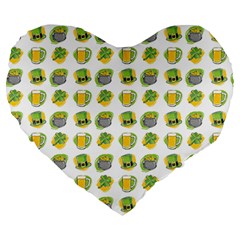 St Patricks Day Background Symbols Large 19  Premium Heart Shape Cushions