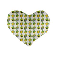 St Patricks Day Background Symbols Standard 16  Premium Flano Heart Shape Cushions