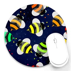 Textured Bee Round Mousepads by HermanTelo