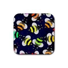 Textured Bee Rubber Coaster (square)  by HermanTelo