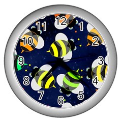 Textured Bee Wall Clock (silver) by HermanTelo