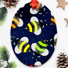 Textured Bee Oval Ornament (two Sides)