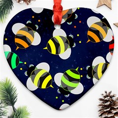 Textured Bee Heart Ornament (two Sides) by HermanTelo