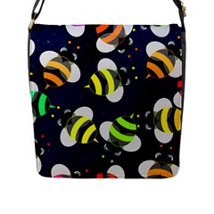 Textured Bee Flap Closure Messenger Bag (l)