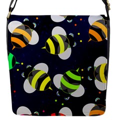 Textured Bee Flap Closure Messenger Bag (s)