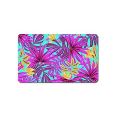 Tropical Greens Pink Leaves Magnet (name Card) by HermanTelo