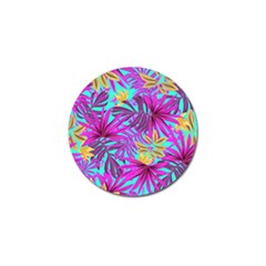 Tropical Greens Pink Leaves Golf Ball Marker by HermanTelo