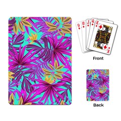 Tropical Greens Pink Leaves Playing Cards Single Design