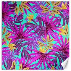 Tropical Greens Pink Leaves Canvas 16  X 16 