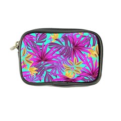 Tropical Greens Pink Leaves Coin Purse