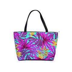 Tropical Greens Pink Leaves Classic Shoulder Handbag