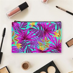 Tropical Greens Pink Leaves Cosmetic Bag (medium)