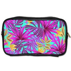 Tropical Greens Pink Leaves Toiletries Bag (one Side)