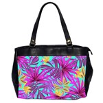 Tropical Greens Pink Leaves Oversize Office Handbag (2 Sides) Front