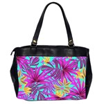 Tropical Greens Pink Leaves Oversize Office Handbag (2 Sides) Back