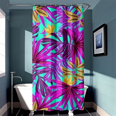 Tropical Greens Pink Leaves Shower Curtain 36  X 72  (stall) 